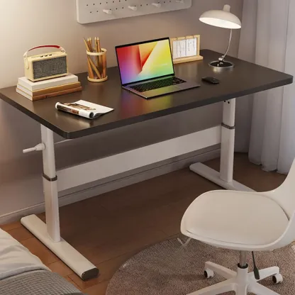 Minimalist Metal Adjustable Standing Desk with Wooden Top Image - 11