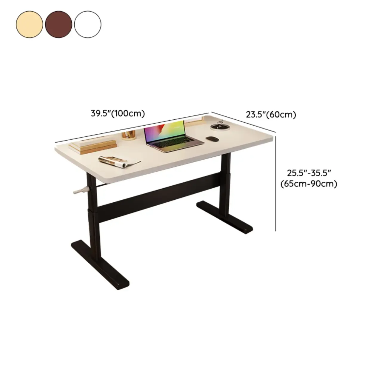 Minimalist Metal Adjustable Standing Desk with Wooden Top Image - 23