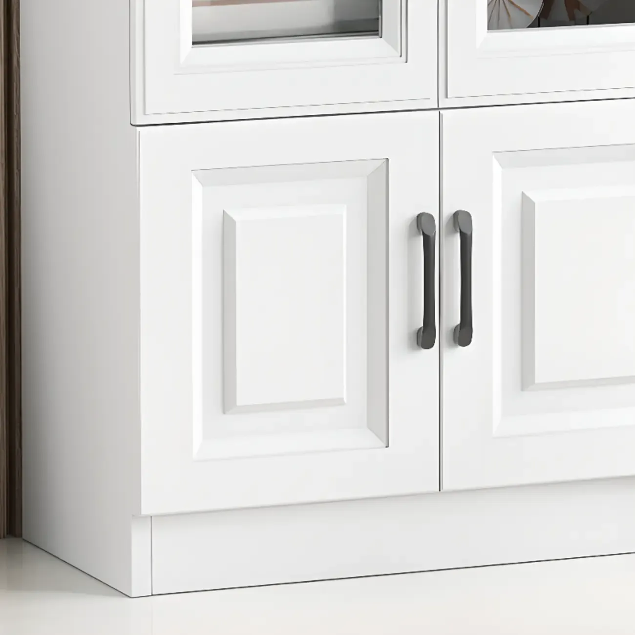 Standard White 2-Drawer Wood Bookshelf with Glass Door Image - 7