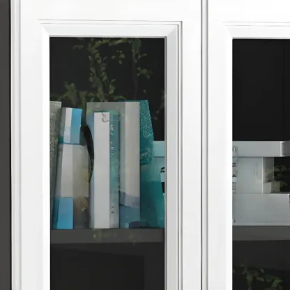 Standard White 2-Drawer Wood Bookshelf with Glass Door Image - 9