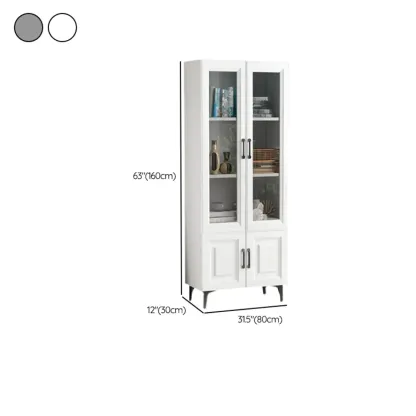 Standard White 2-Drawer Wood Bookshelf with Glass Door Image - 21