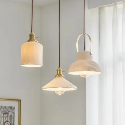 Modern Ceramic Pendant Light Adjustable Length for Dining Image - 1