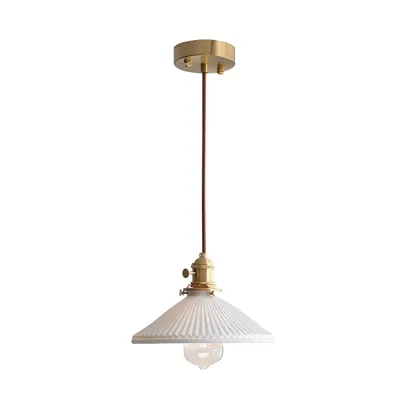 Modern Ceramic Pendant Light Adjustable Length for Dining Image - 2