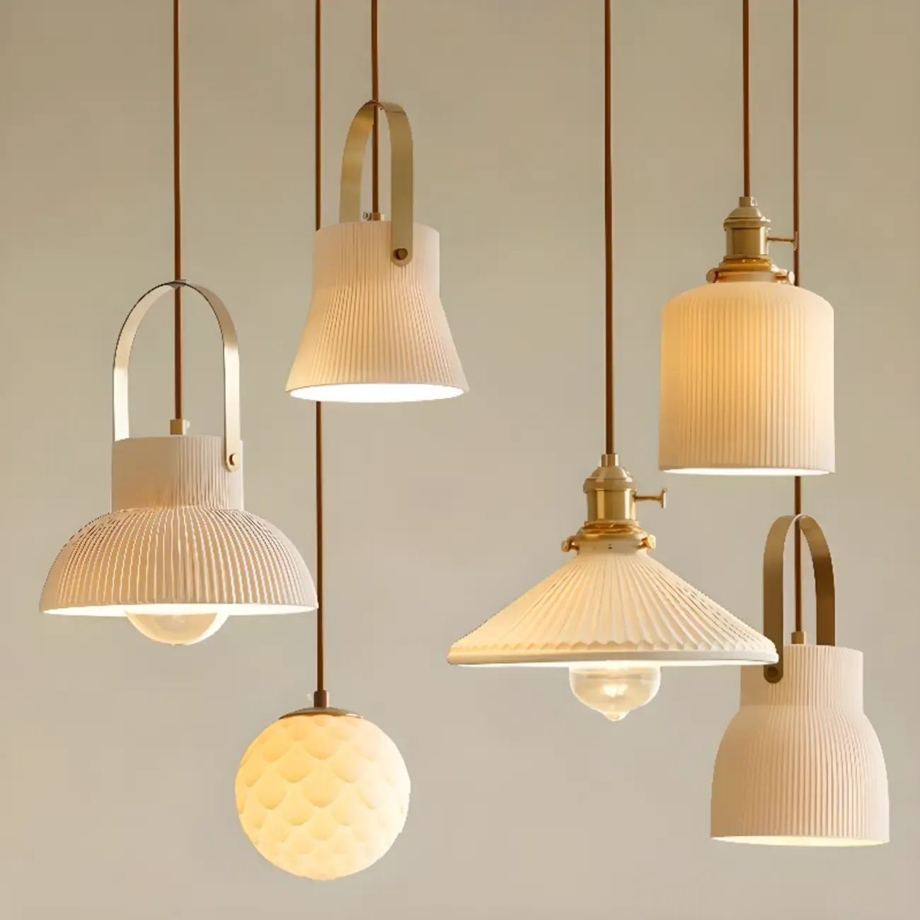 Modern Ceramic Pendant Light Adjustable Length for Dining Image - 10