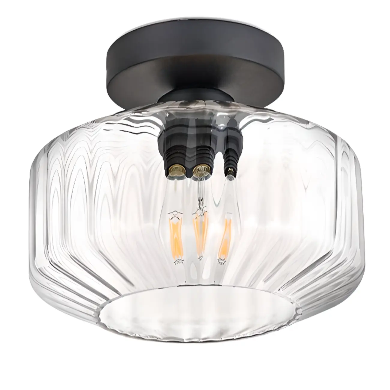 Industrial Semi Flush Ceiling Light Clear Glass Shade for Hallway | homeyfad
