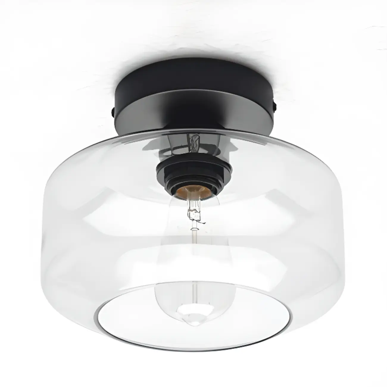 Industrial Semi Flush Ceiling Light Clear Glass Shade for Hallway | homeyfad