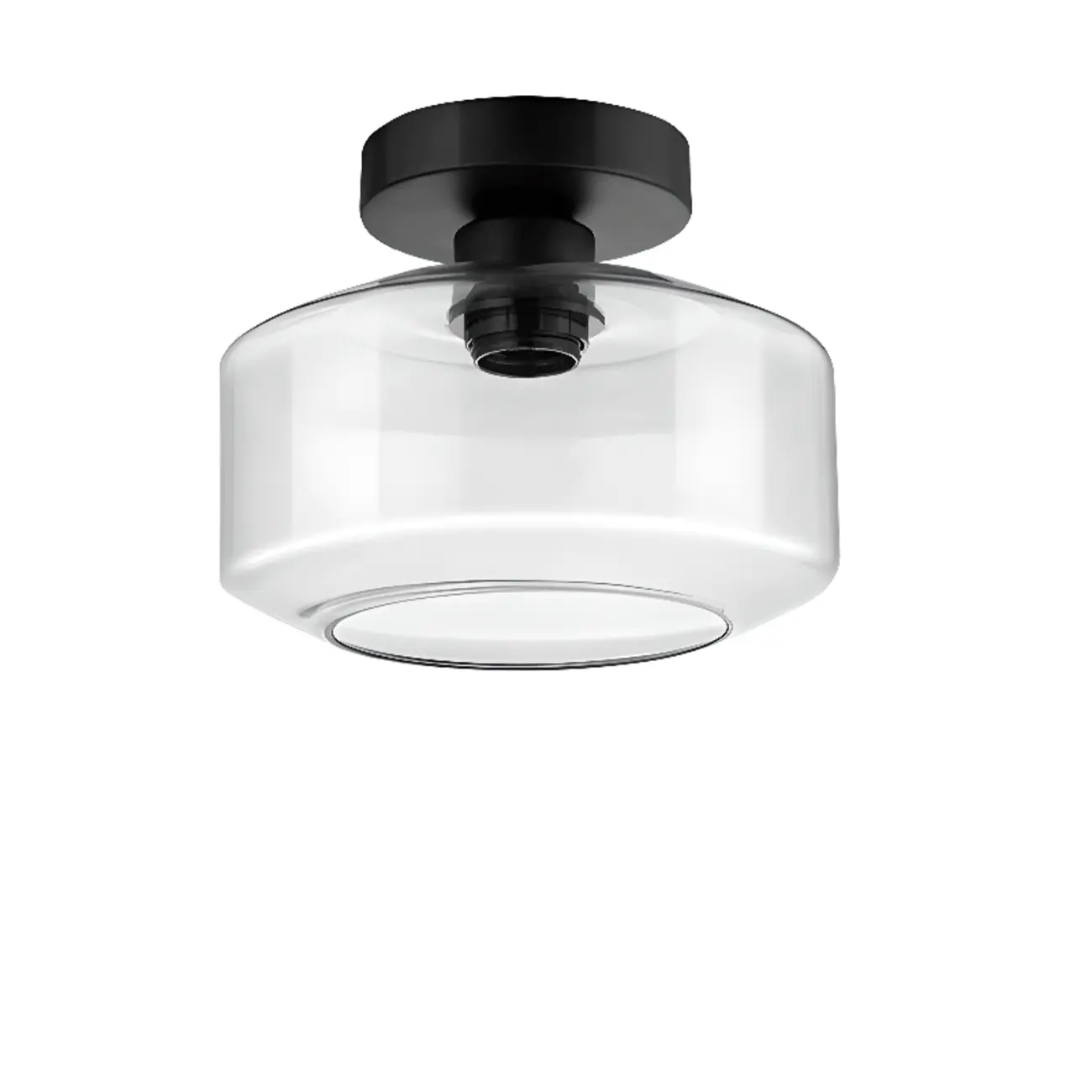 Industrial Semi Flush Ceiling Light Clear Glass Shade for Hallway | homeyfad