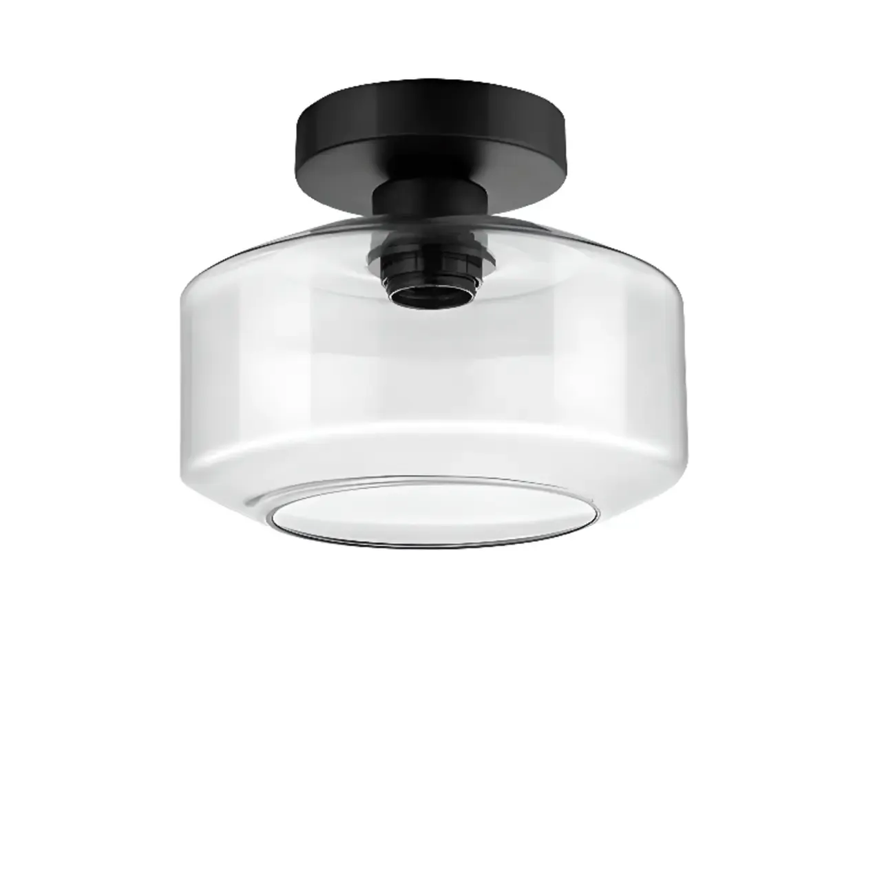 Industrial Semi Flush Ceiling Light Clear Glass Shade for Hallway