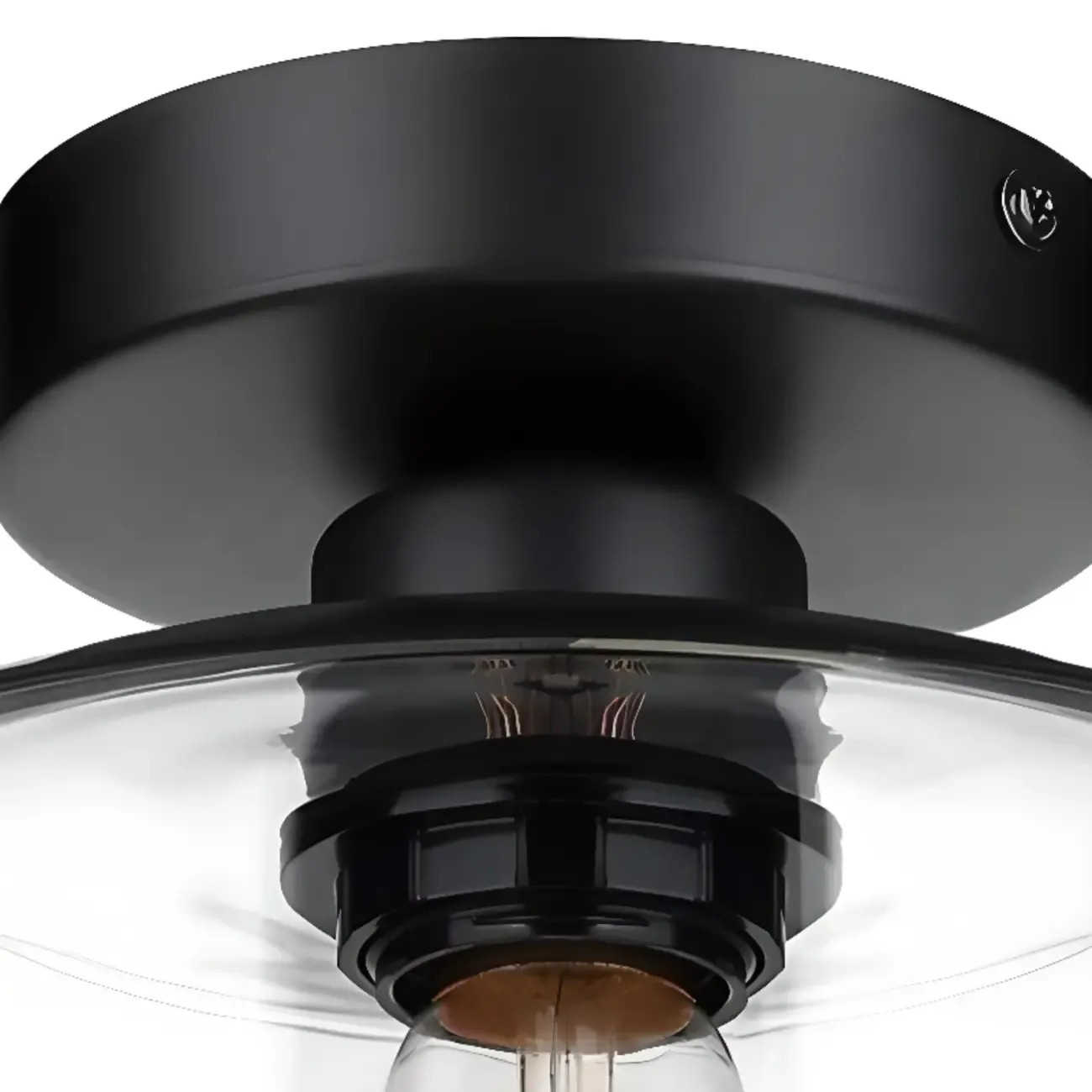 Industrial Semi Flush Ceiling Light Clear Glass Shade for Hallway