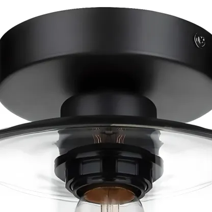 Industrial Semi Flush Ceiling Light Clear Glass Shade for Hallway