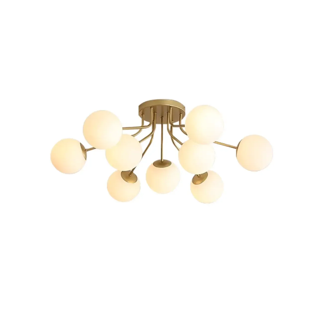 5-Light Globe Glass Modern Gold Semi Flush Ceiling Light Image - 5