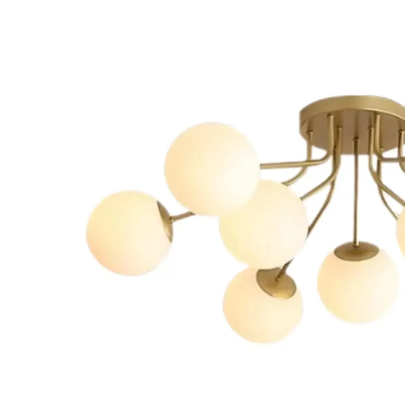 5-Light Globe Glass Modern Gold Semi Flush Ceiling Light Image - 6