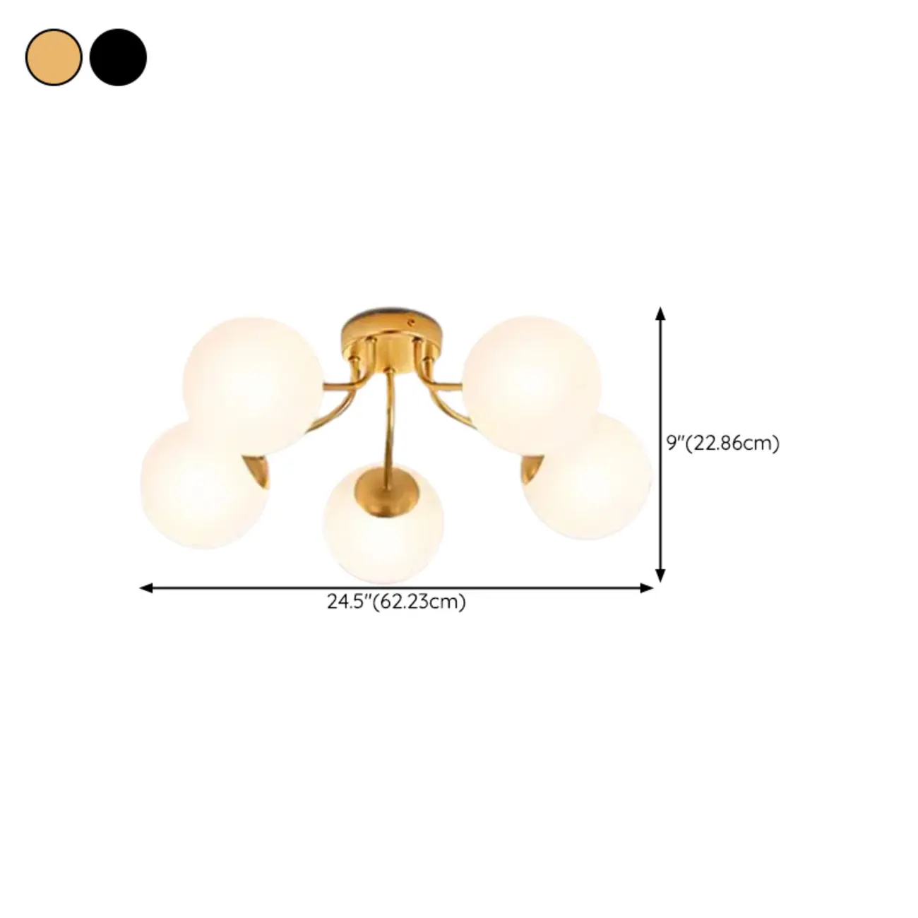 5-Light Globe Glass Modern Gold Semi Flush Ceiling Light Image - 9 | homeyfad