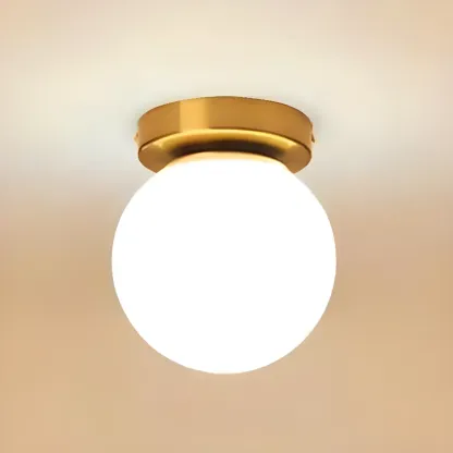 Minimalist Globe Glass Metal Semi Flush Ceiling Light