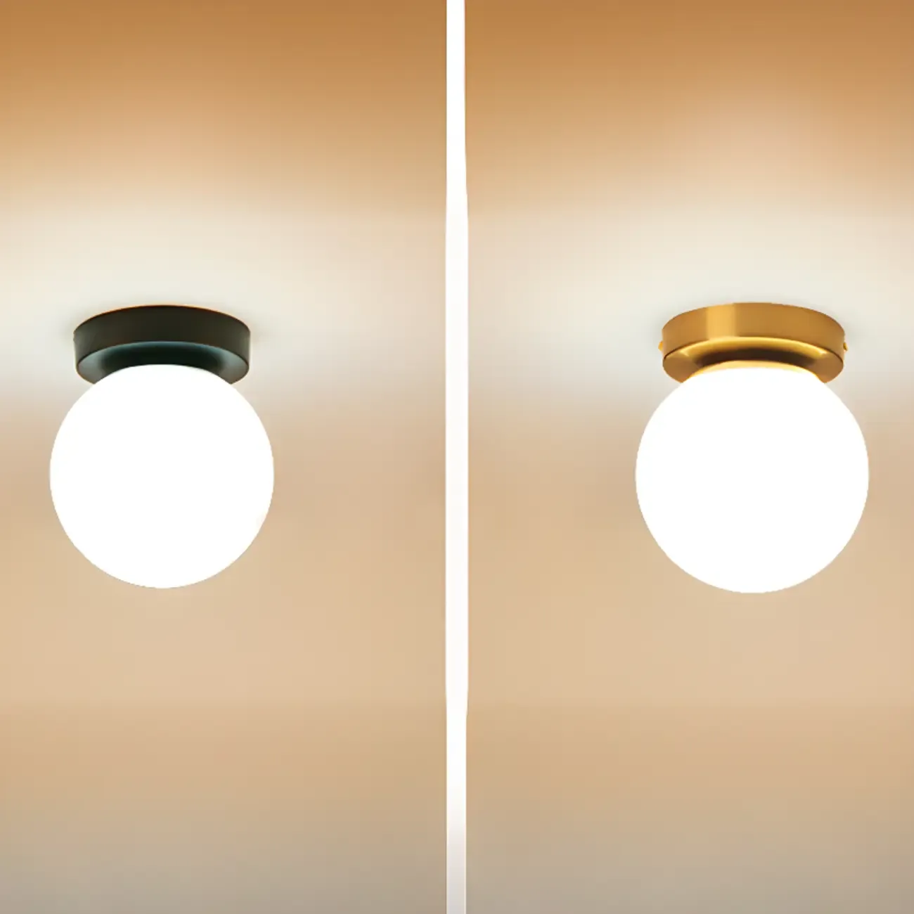 Minimalist Globe Glass Metal Semi Flush Ceiling Light