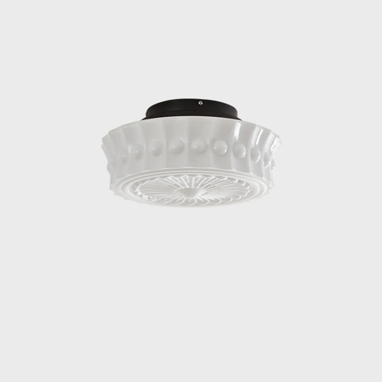 Beige Round Glass Vintage Semi Flush Ceiling Light Image - 2 | homeyfad