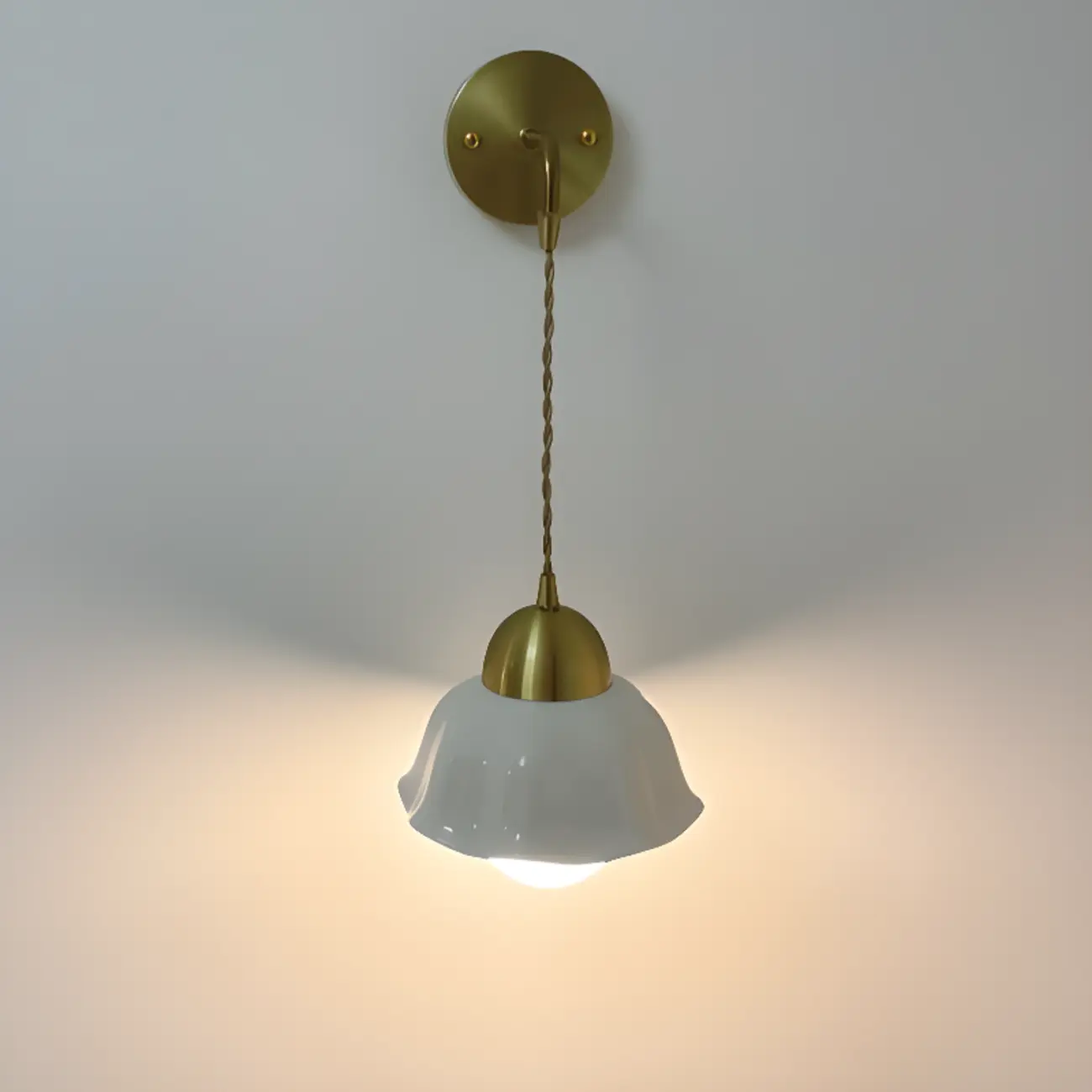 Vintage Ceramic Scalloped Wall Light with Pull Chain Image - 7 | homeyfad