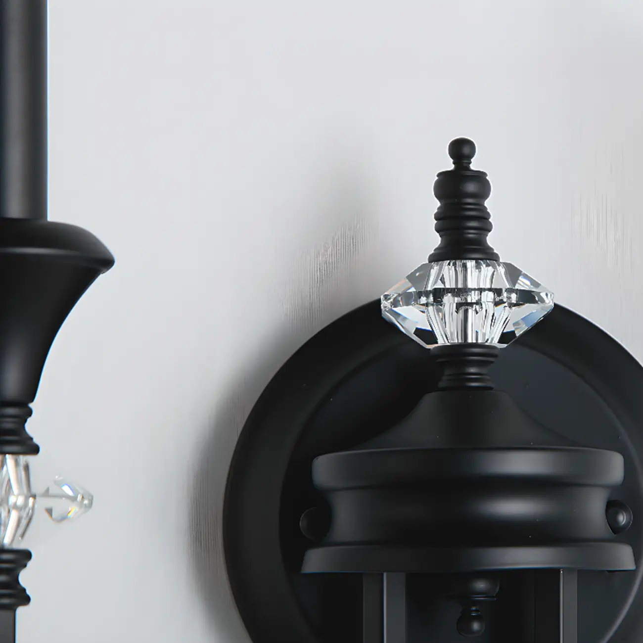 Vintage Cast Iron Candlestick Crystal Wall Sconce Image - 9 | homeyfad