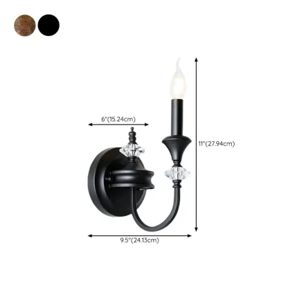 Vintage Cast Iron Candlestick Crystal Wall Sconce #size