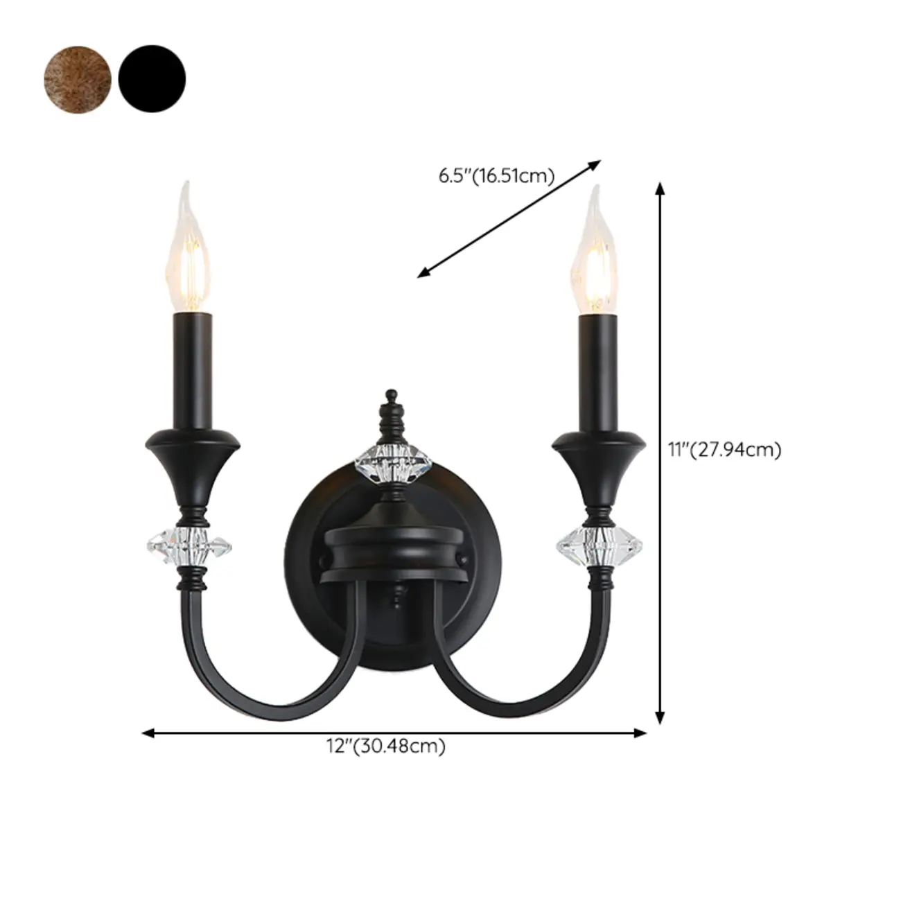 Vintage Cast Iron Candlestick Crystal Wall Sconce Image - 11 | homeyfad