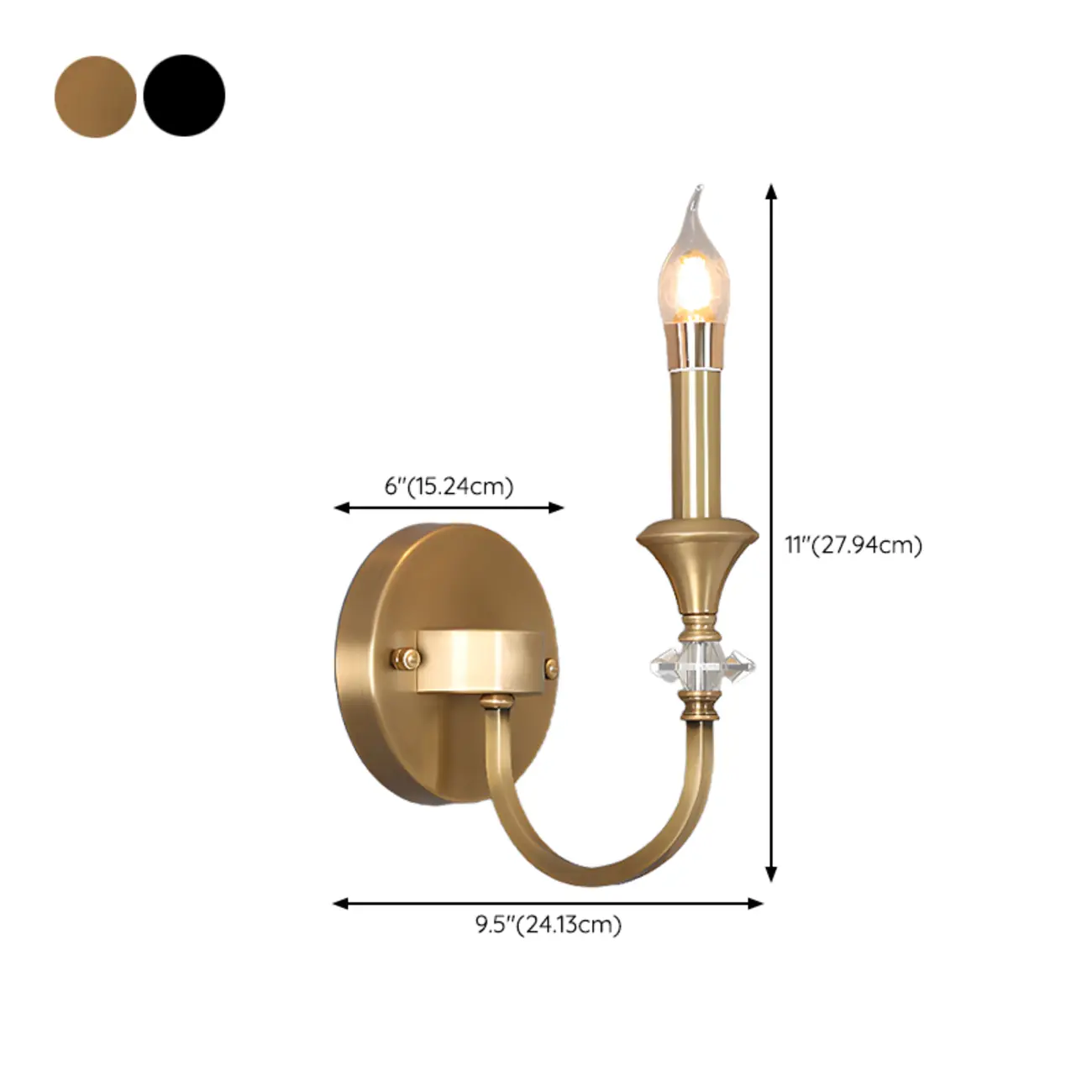 Vintage Cast Iron Candlestick Crystal Wall Sconce Image - 12 | homeyfad