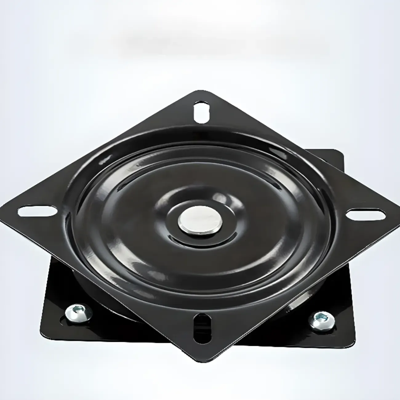 Traditional Blue Faux Leather Swivel Round Bar Stools Image - 7