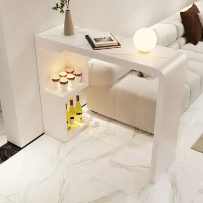 Scandinavian Smooth White Storage Bar Tables Image - 1