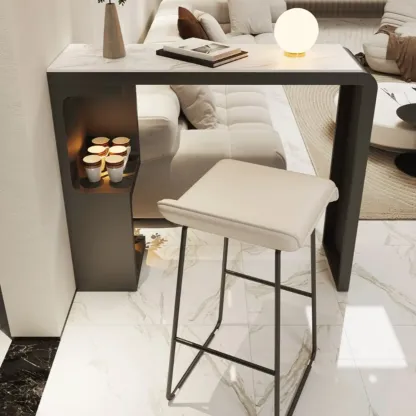 Scandinavian Smooth White Storage Bar Tables Image - 2