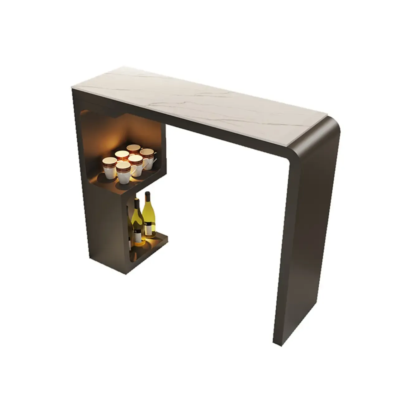 Scandinavian Smooth White Storage Bar Tables Image - 6