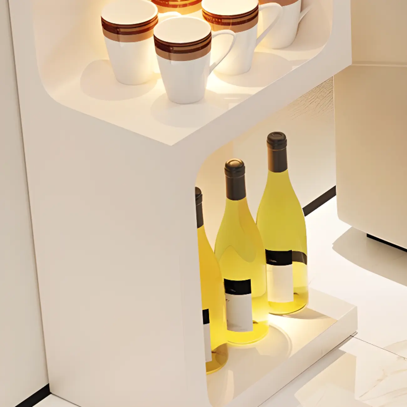 Scandinavian Smooth White Storage Bar Tables Image - 7 | homeyfad