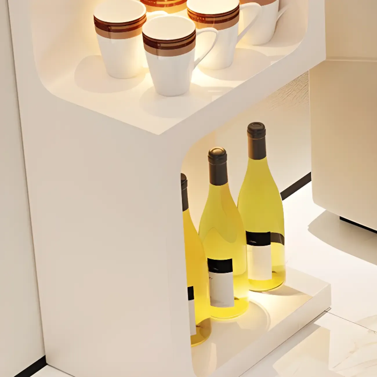 Scandinavian Smooth White Storage Bar Tables Image - 7