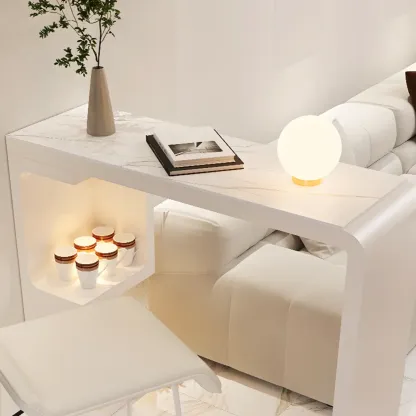 Scandinavian Smooth White Storage Bar Tables Image - 9