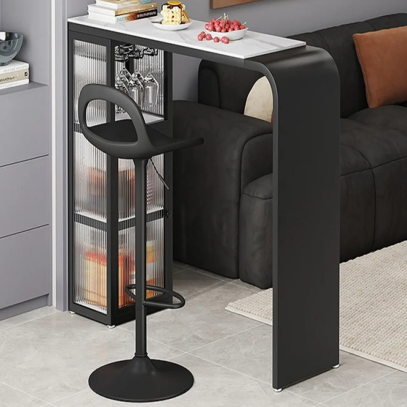 Nordic White Slate Metal Storage Bar Tables Image - 4 | homeyfad