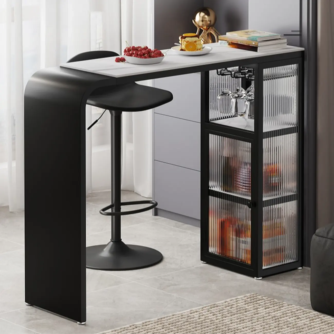 Nordic White Slate Metal Storage Bar Tables Image - 7 | homeyfad