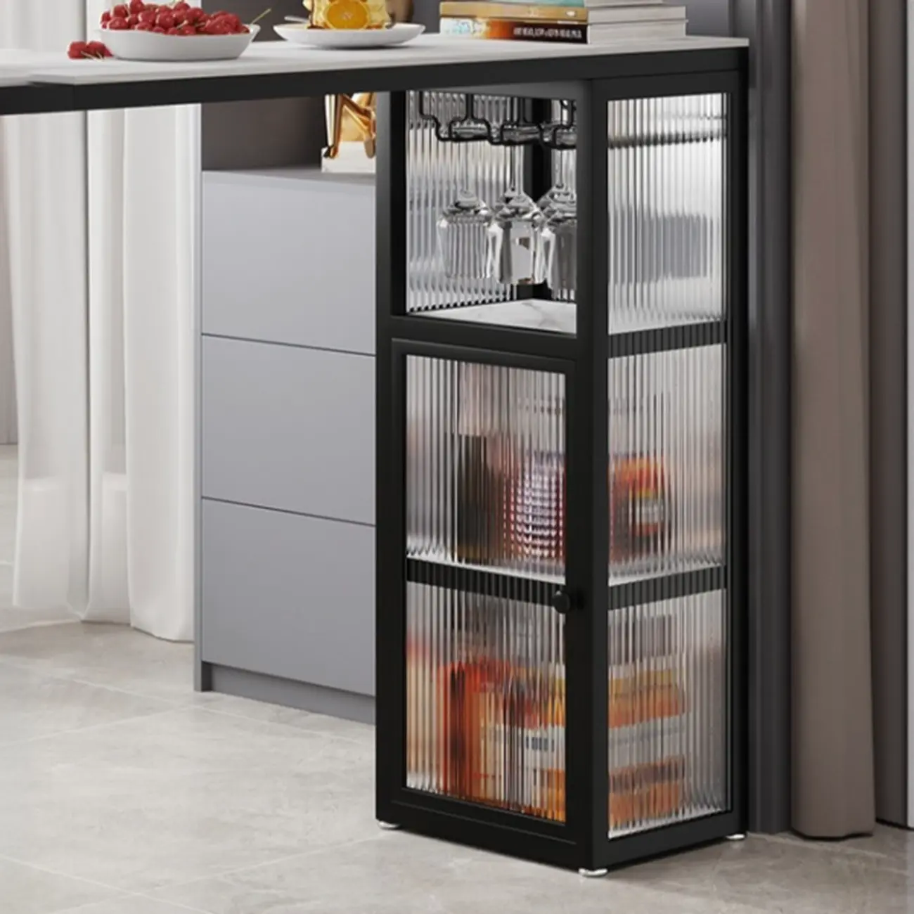 Nordic White Slate Metal Storage Bar Tables Image - 8 | homeyfad