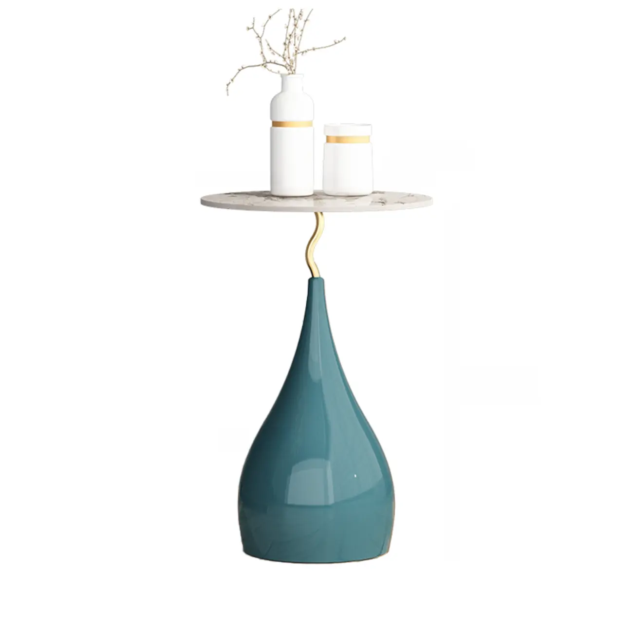 Scandinavian Teardrop Round Stone End Table Image - 6 | homeyfad