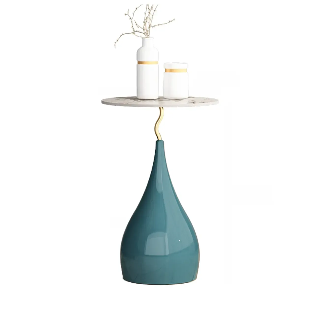 Scandinavian Teardrop Round Stone End Table Image - 6