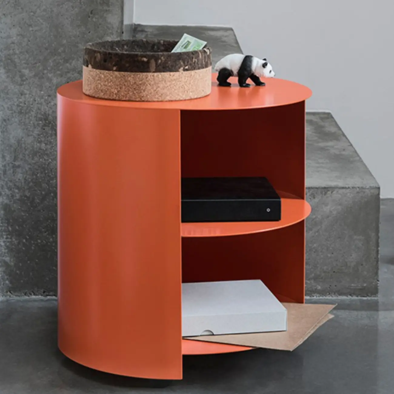 Cylinder Metal	Green Chairside Table with Storage & Wheels | homeyfad