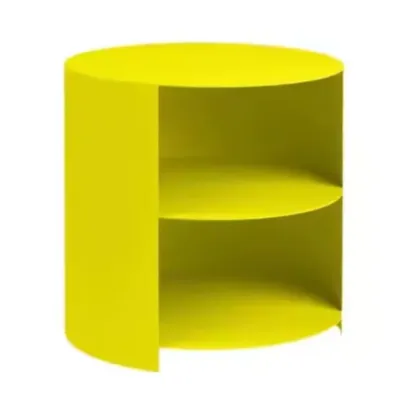 Cylinder Metal	Green Chairside Table with Storage & Wheels