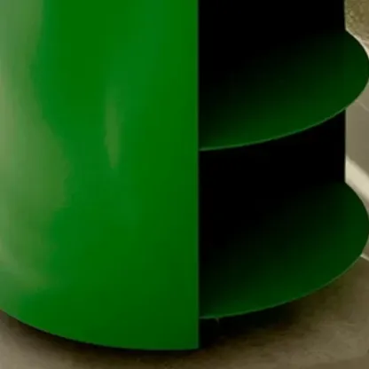 Cylinder Metal	Green Chairside Table with Storage & Wheels