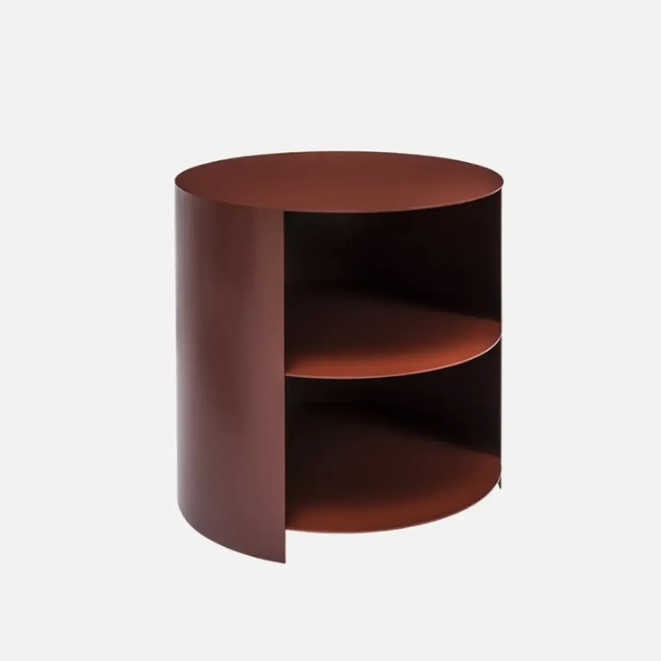 Cylinder Metal	Green Chairside Table with Storage & Wheels