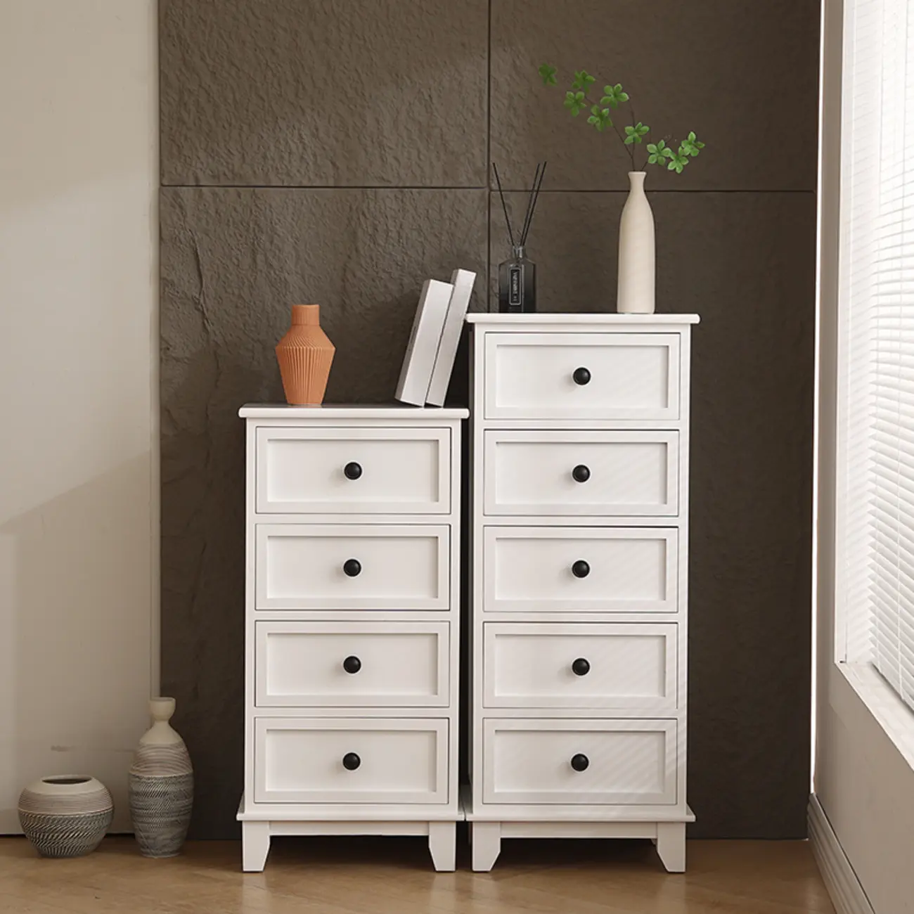 Simple Classic White Wooden Drawers Storage Cabinet Image - 1 | homeyfad