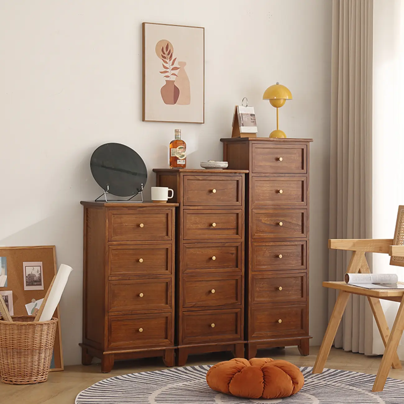 Simple Classic White Wooden Drawers Storage Cabinet Image - 8 | homeyfad