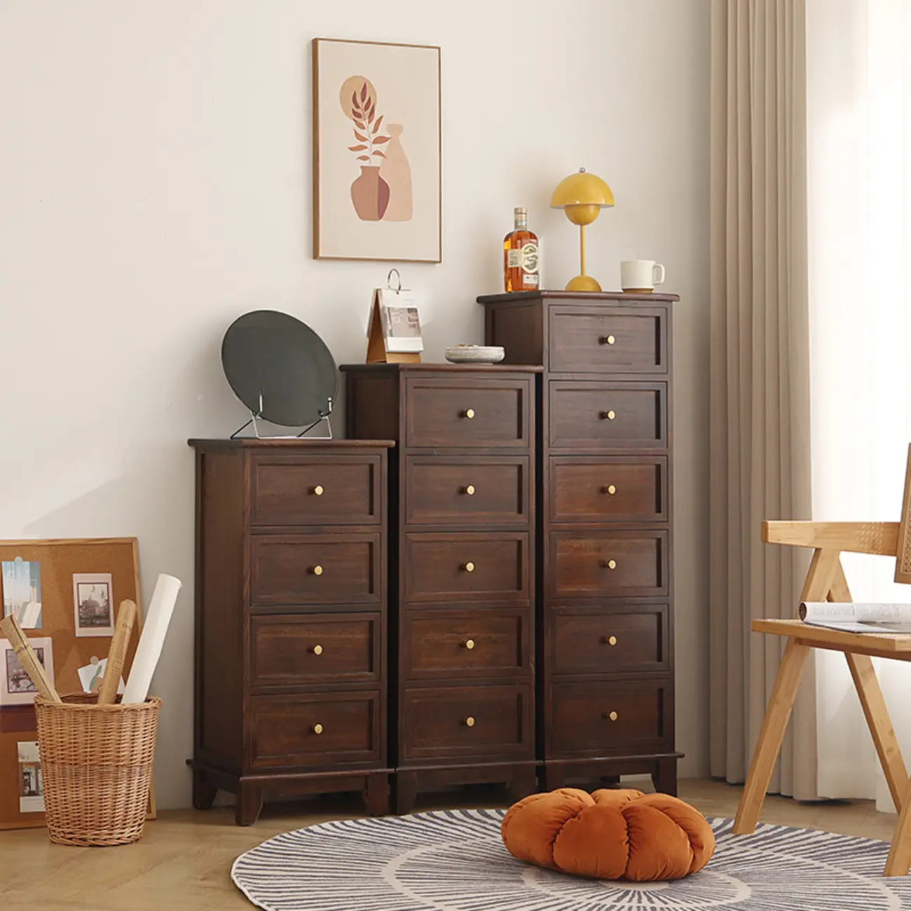 Simple Classic White Wooden Drawers Storage Cabinet Image - 12 | homeyfad