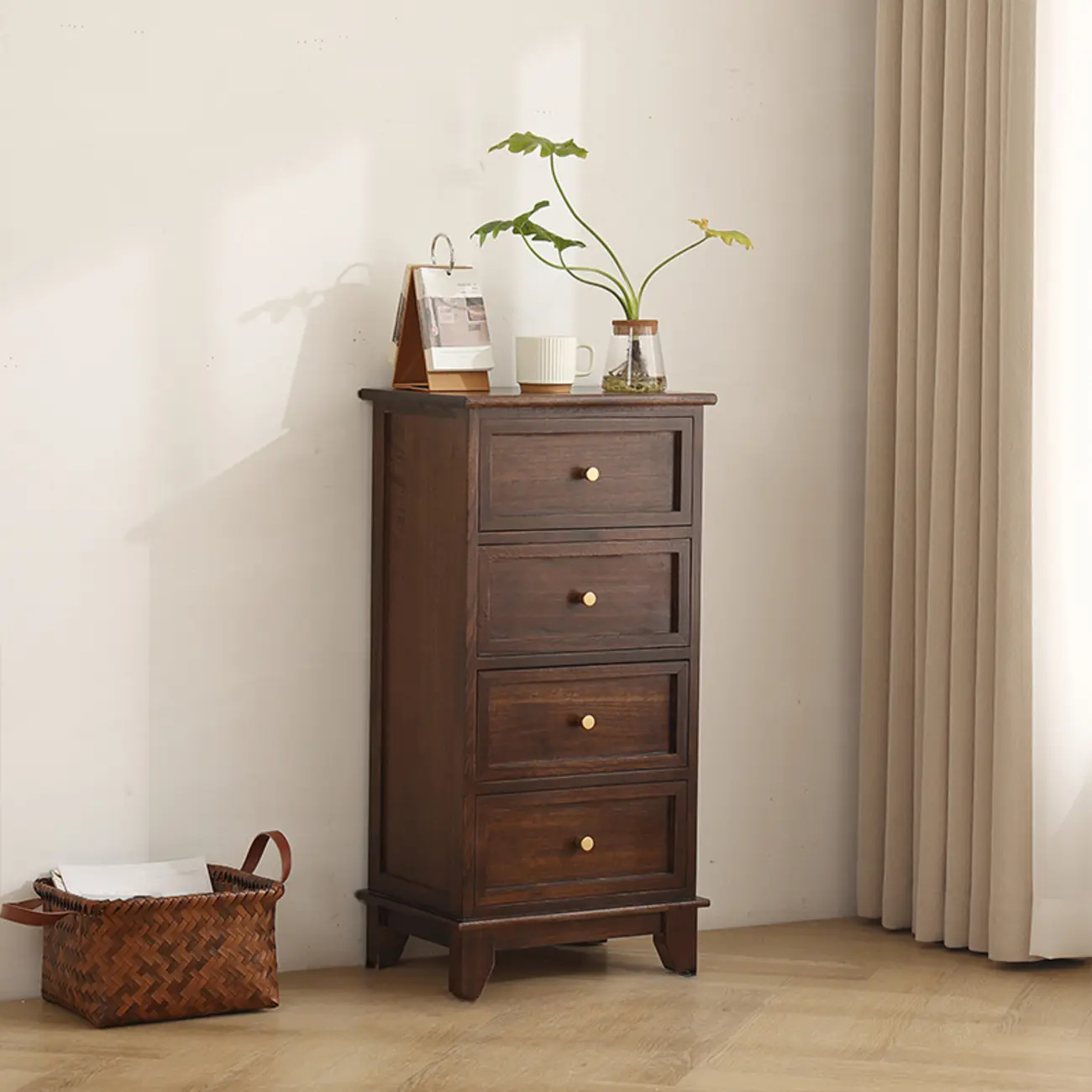 Simple Classic White Wooden Drawers Storage Cabinet Image - 9 | homeyfad