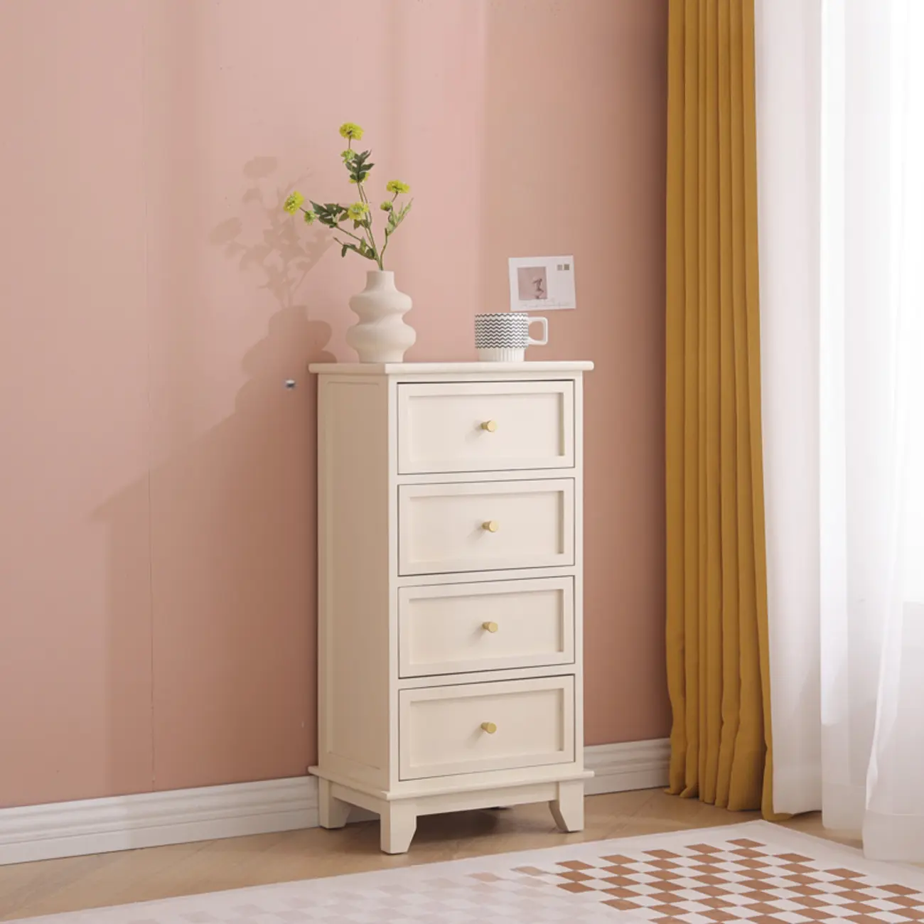 Simple Classic White Wooden Drawers Storage Cabinet Image - 18 | homeyfad