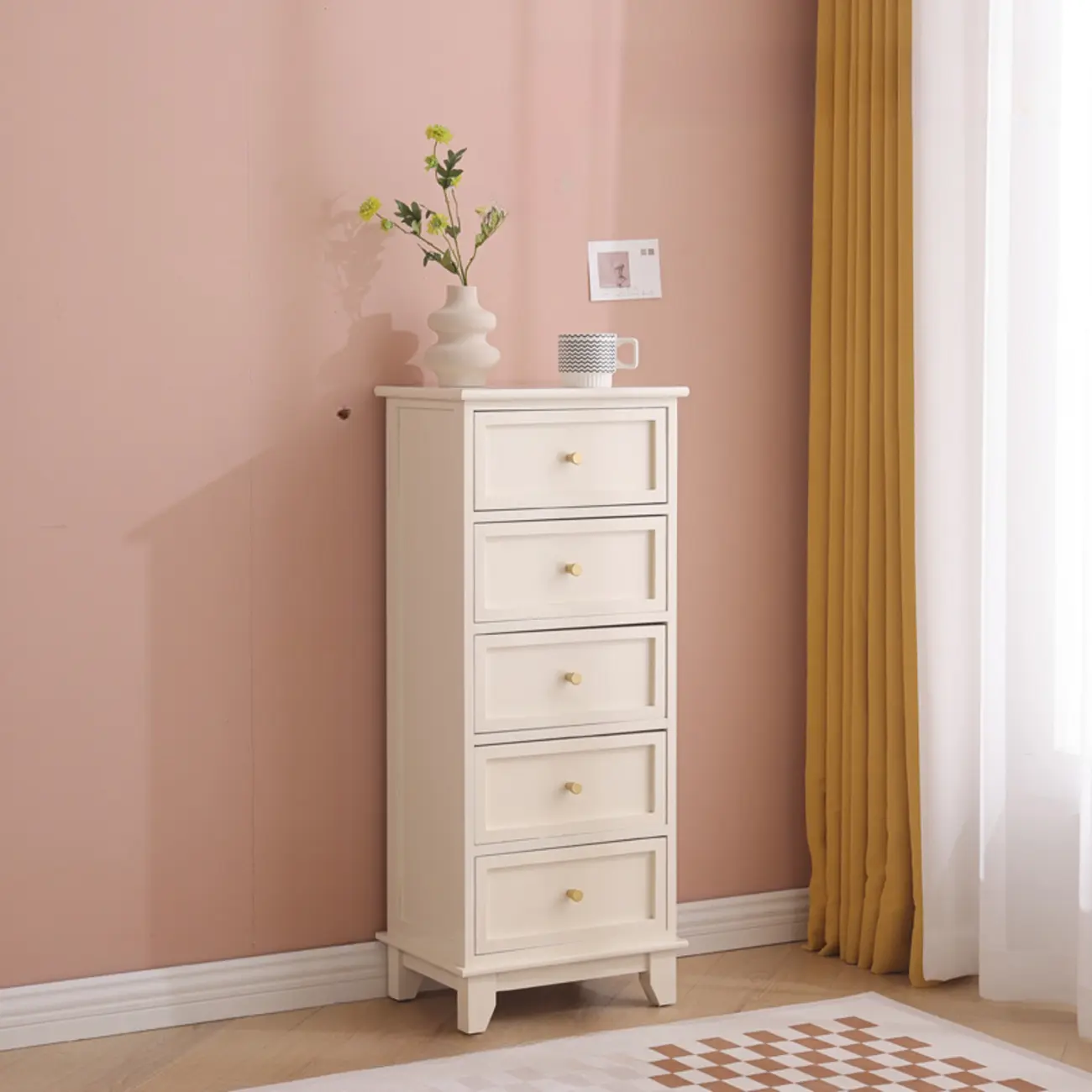 Simple Classic White Wooden Drawers Storage Cabinet Image - 19 | homeyfad