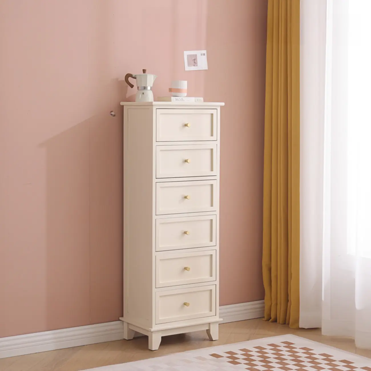 Simple Classic White Wooden Drawers Storage Cabinet Image - 20 | homeyfad
