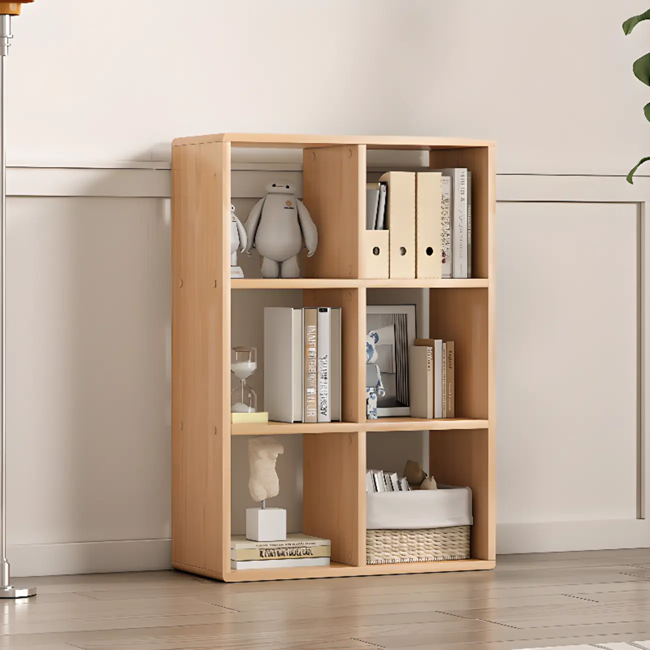 Modern Natural Wood Open Back Cube Storage Bookcase Image - 5 | homeyfad