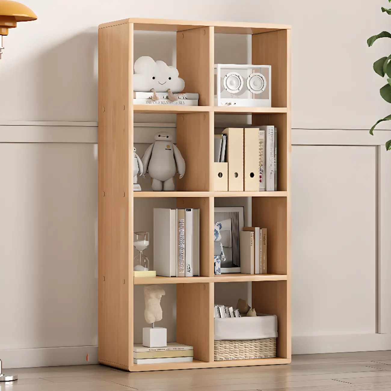 Modern Natural Wood Open Back Cube Storage Bookcase Image - 3 | homeyfad